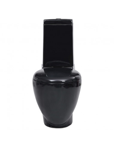 Vaso WC in Ceramica da Bagno Rotondo Base con Scarico Nero