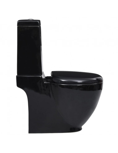 Vaso WC in Ceramica da Bagno Rotondo Base con Scarico Nero