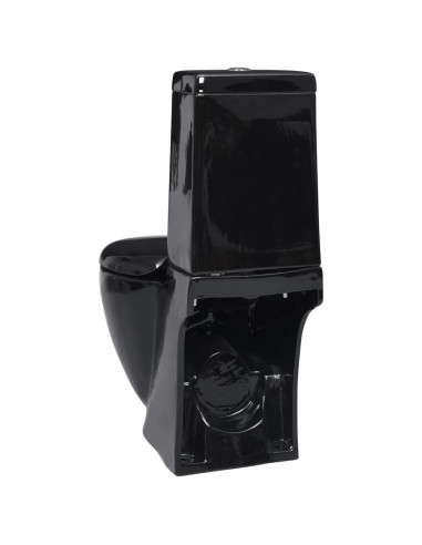 Vaso WC in Ceramica da Bagno Rotondo Base con Scarico Nero