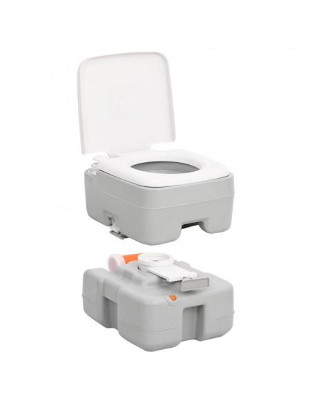 Toilette da Campeggio Portatile Grigia e Bianca 15+10 L in HDPE