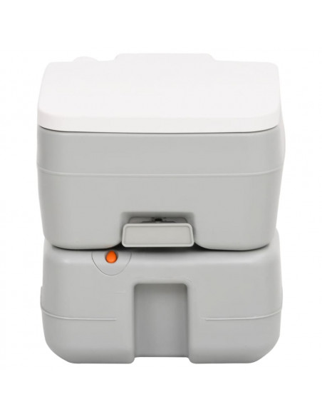 Toilette da Campeggio Portatile Grigia e Bianca 15+10 L in HDPE
