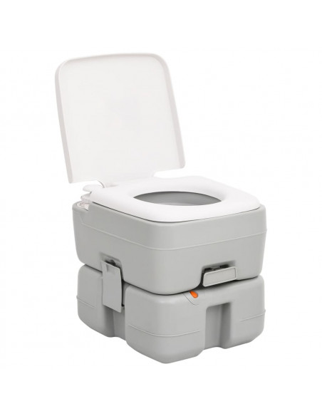 Toilette da Campeggio Portatile Grigia e Bianca 15+10 L in HDPE