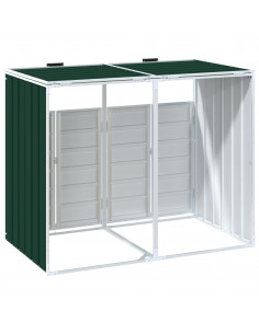 Copribidone con Ruote per 2 Bidoni Verde 144x81x113 cm Acciaio 2