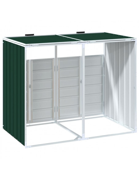 Copribidone con Ruote per 2 Bidoni Verde 144x81x113 cm Acciaio
