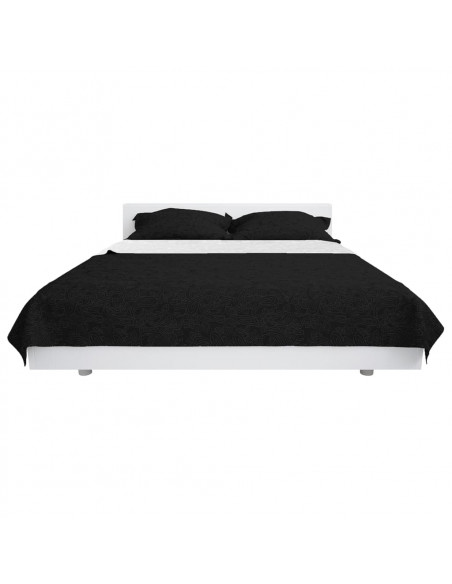 Copriletto Double-Face Trapuntato 220x240 cm Nero e Bianco