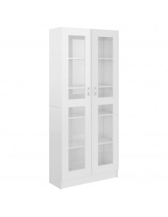Armadietto Vetrina Bianco Lucido 82,5x30,5x185 cm Multistrato 2