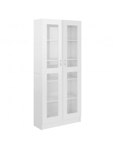 Armadietto Vetrina Bianco Lucido 82,5x30,5x185 cm Multistrato