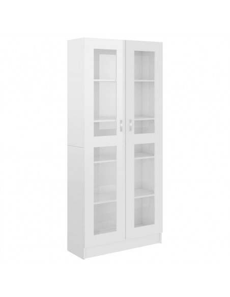 Armadietto Vetrina Bianco Lucido 82,5x30,5x185 cm Multistrato