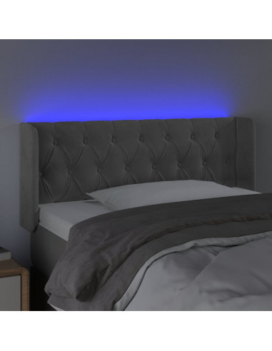 Testiera Grigio Chiaro a LED 93x16x78/88 cm in Velluto