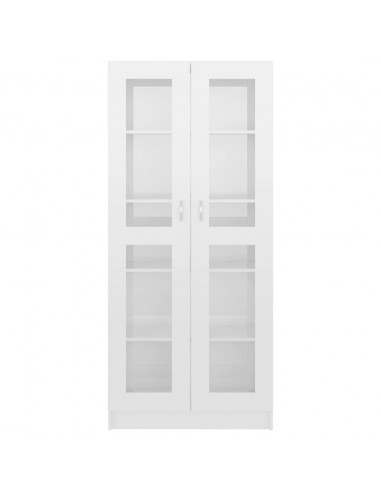 Armadietto Vetrina Bianco Lucido 82,5x30,5x185 cm Multistrato