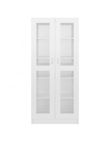 Armadietto Vetrina Bianco Lucido 82,5x30,5x185 cm Multistrato