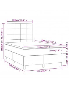 Giroletto a Molle con Materasso Grigio Chiaro 120x200cm Velluto 2