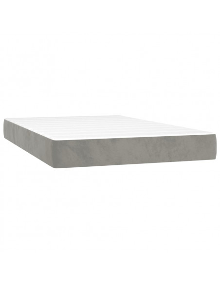 Giroletto a Molle con Materasso Grigio Chiaro 120x200cm Velluto