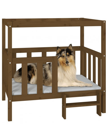 Cuccia per Cani Miele 105,5x83,5x100 cm Legno Massello di Pino