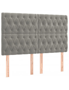 Giroletto a Molle con Materasso Grigio Chiaro 140x190cm Velluto 2