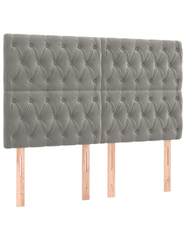 Giroletto a Molle con Materasso Grigio Chiaro 140x190cm Velluto