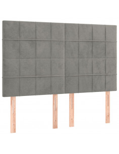 Giroletto a Molle con Materasso Grigio Chiaro 140x190cm Velluto 2