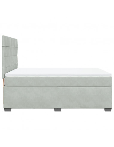 Giroletto a Molle con Materasso Grigio Chiaro 140x190cm Velluto