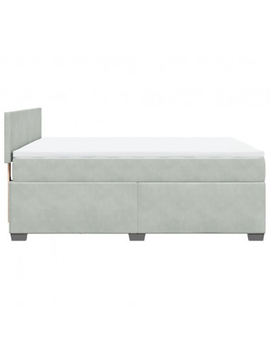 Giroletto a Molle con Materasso Grigio Chiaro 140x190cm Velluto