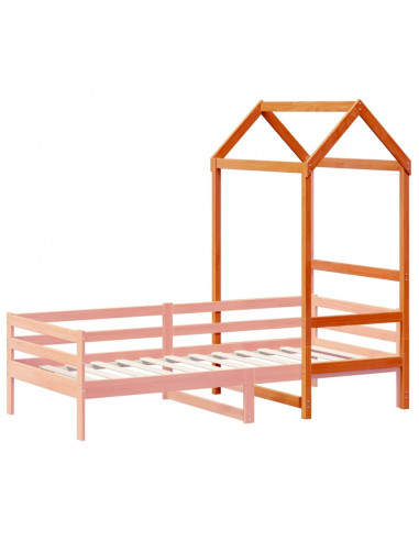 Tetto Letto Bambini Marrone Cera 98x70x176,5 cm Massello Pino