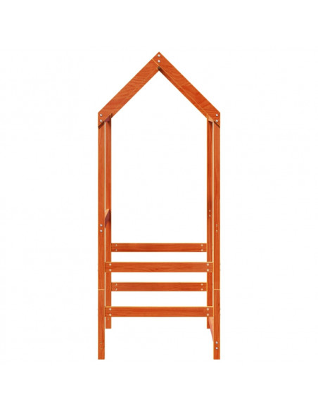 Tetto Letto Bambini Marrone Cera 98x70x176,5 cm Massello Pino