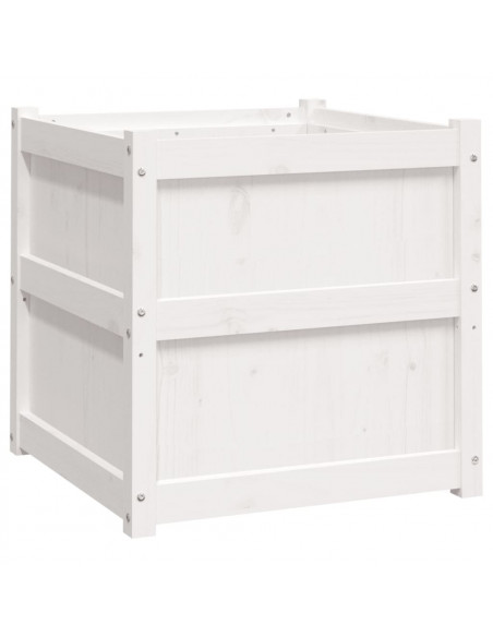 Fioriera da Giardino Bianca 60x60x60 cm Legno Massello di Pino