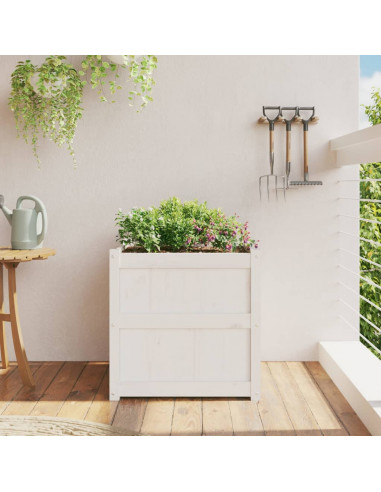 Fioriera da Giardino Bianca 60x60x60 cm Legno Massello di Pino