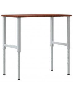 Banco Lavoro Marrone Scuro 100x60x(71,5-98) cm Legno di Rovere 2