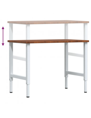 Banco Lavoro Marrone Scuro 100x60x(71,5-98) cm Legno di Rovere