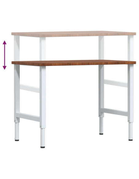 Banco Lavoro Marrone Scuro 100x60x(71,5-98) cm Legno di Rovere