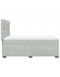 Giroletto a Molle con Materasso Grigio Chiaro 140x200cm Velluto 2