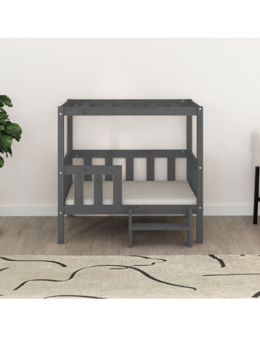 Cuccia per Cani Grigio 95,5x73,5x90cm in Legno Massello di Pino