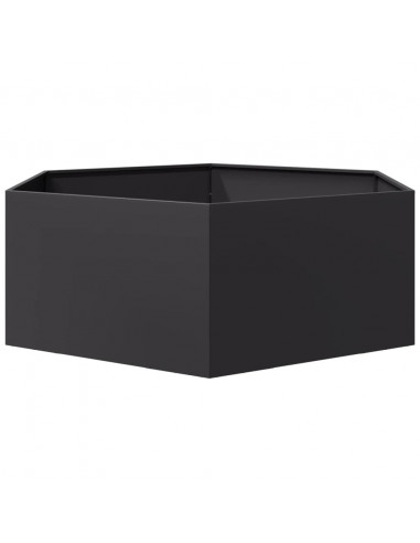 Fioriera da Giardino Nera Esagono 138x120x45 cm in Acciaio