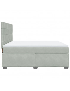 Giroletto a Molle con Materasso Grigio Chiaro 180x200cm Velluto 2