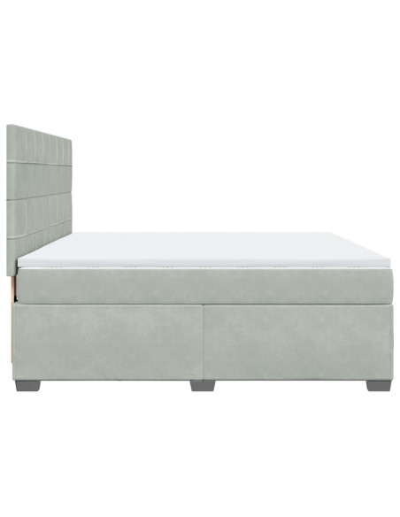 Giroletto a Molle con Materasso Grigio Chiaro 180x200cm Velluto