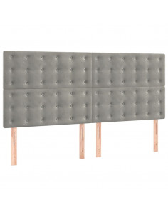 Giroletto a Molle con Materasso Grigio Chiaro 180x200cm Velluto 2