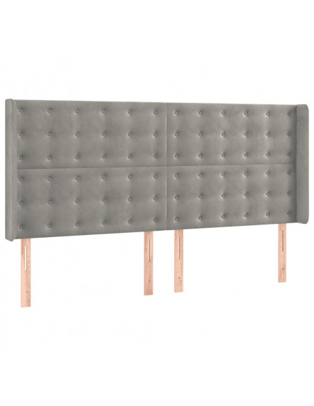 Giroletto a Molle con Materasso Grigio Chiaro 180x200cm Velluto