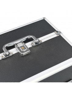 Valigia per Cosmetici 22x30x21 cm Nera in Alluminio