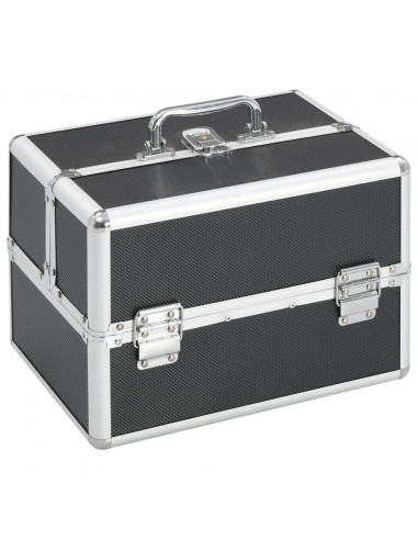 Valigia per Cosmetici 22x30x21 cm Nera in Alluminio