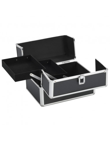 Valigia per Cosmetici 22x30x21 cm Nera in Alluminio