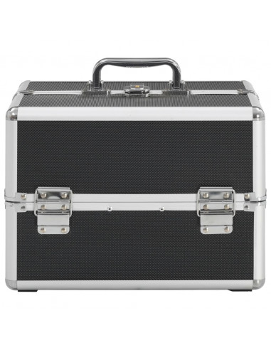 Valigia per Cosmetici 22x30x21 cm Nera in Alluminio