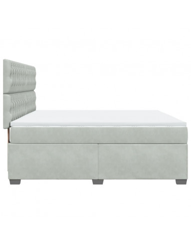 Giroletto a Molle con Materasso Grigio Chiaro 180x200cm Velluto