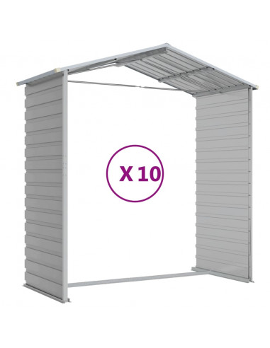 Capanno da Giardino Grigio Chiaro 191x895x198cm Acciaio Zincato