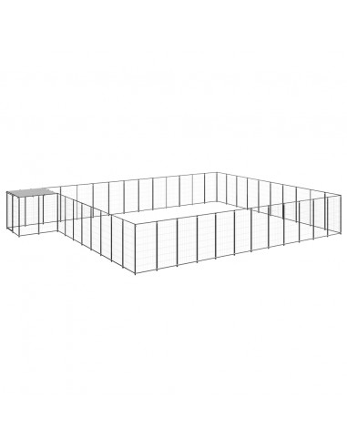 Gabbia per Cani Nera 37,51 m² in Acciaio