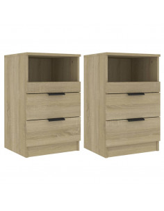 Comodini 2 pz Rovere Sonoma in Legno Multistrato 2