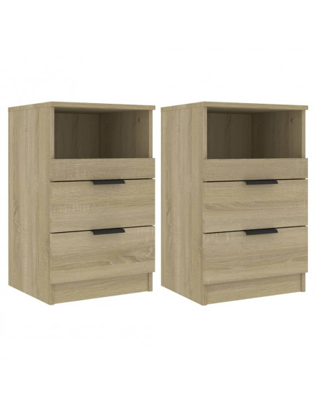 Comodini 2 pz Rovere Sonoma in Legno Multistrato