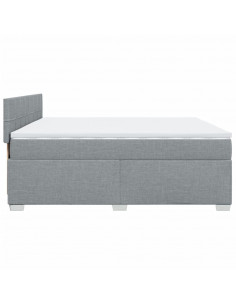 Giroletto a Molle con Materasso Grigio Chiaro 200x200cm Tessuto 2