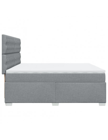 Giroletto a Molle con Materasso Grigio Chiaro 200x200cm Tessuto