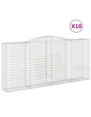 Cesti Gabbioni ad Arco 10 pz 400x50x180/200 cm Ferro Zincato