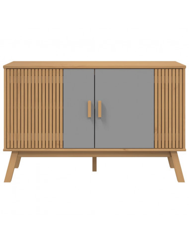 Credenza OLDEN Grigia e Marrone 114x43x73,5 cm Massello di Pino